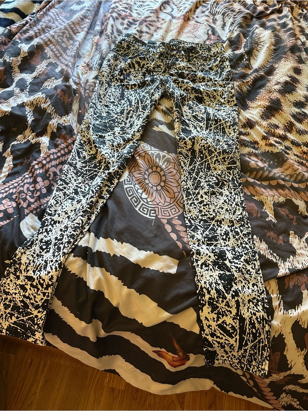 Tripp NYC Black and White Splatter Print  pants